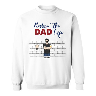 Rockin' The Father Life Custom Sweatshirt - Gift for Grandpa - Thegiftio UK