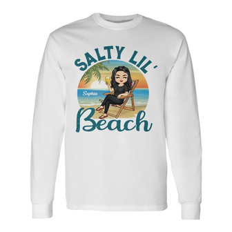 Salty Lil Beach Chibi Girl Custom Long Sleeve Shirt - Gift for Women - Thegiftio UK