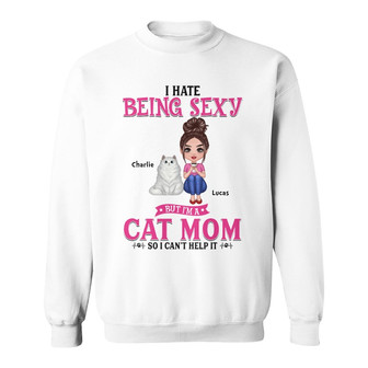 Sexy Cat Mom Personalized Sweatshirt - Gift for Cat Lovers - Thegiftio UK