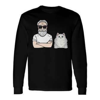 Simple Old Man Like Cats Custom Long Sleeve Shirt - Cat Lovers Gift - Thegiftio UK