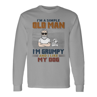 Simple Old Man Like Dogs Custom Long Sleeve Shirt - Dog Lovers Gift - Thegiftio UK