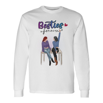 Sitting Besties Trouble Together Personalized Long Sleeve Shirt - Gift - Thegiftio UK