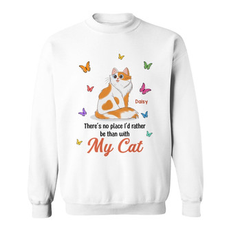 Sitting Cartoon Cats Butterflies Custom Sweatshirt - Thegiftio UK