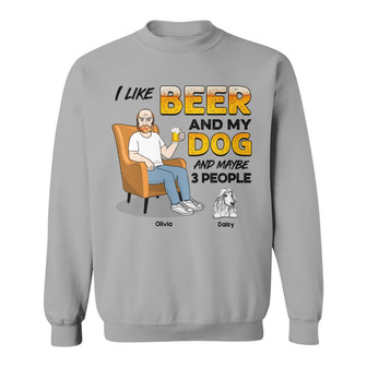 Sitting Man Beer And Dogs Custom Sweatshirt - Dog Lovers Gift - Thegiftio UK