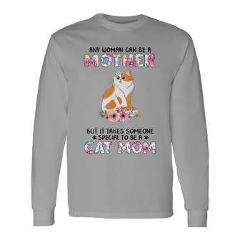 Special Cat Mom Sitting Cat Cartoon Custom Long Sleeve Shirt - Thegiftio UK