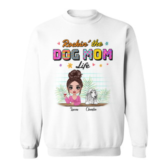 Summer Doll Woman Rockin The Dog Mom Life Custom Sweatshirt - Thegiftio UK
