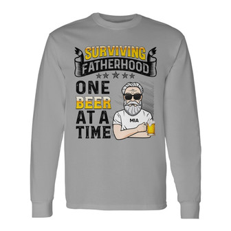 Surviving Fatherhood Beer Custom Long Sleeve Shirt - Gift for Dad - Thegiftio UK