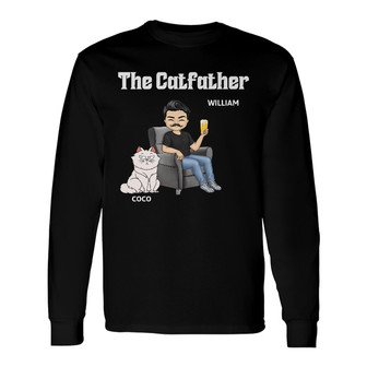 The Cat Father Personalized Long Sleeve Shirt - Gift for Cat Dad - Thegiftio UK