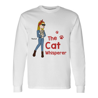 The Cat Whisperer Stick Lady Custom Long Sleeve Shirt - Gift for Cats - Thegiftio UK