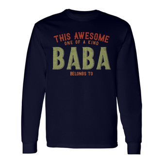 This Awesome Grandpa Belongs To Custom Long Sleeve Shirt - Thegiftio UK