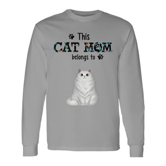 This Cat Mom Belongs To Fluffy Cat Custom Long Sleeve Shirt - Thegiftio UK