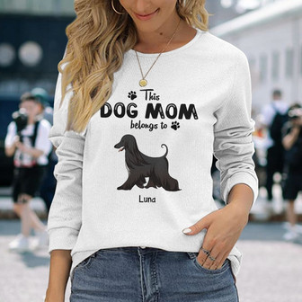 This Dog Mom Belongs To Walking Dogs Custom Long Sleeve Shirt - Gift - Thegiftio UK