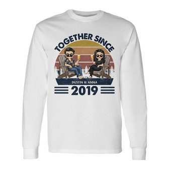 Together Since Chibi Retro Custom Long Sleeve Shirt - Gift for Couples - Thegiftio UK