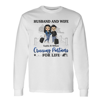 Traveling Couple Personalized Long Sleeve Shirt - Gift for Couples - Thegiftio UK