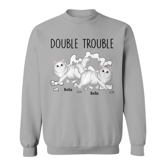 Walking Cat Double Trouble Custom Sweatshirt - Cat Lovers Gift - Thegiftio UK