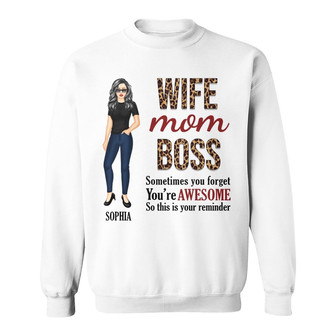 Wife Mom Boss You're Awesome Custom Sweatshirt - Mother Gift - Thegiftio UK