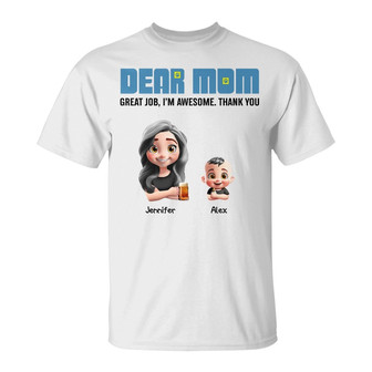 3D Effect Dear Mom We're Awesome Custom T-Shirt - Mom Gift - Thegiftio UK
