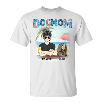 Dog Mom Summer Patterned Custom T-Shirt - Dog Lovers Gift - Thegiftio UK