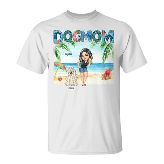 Dog Mom Tropical Beach Personalized T-Shirt - Dog Mom Gift - Thegiftio UK