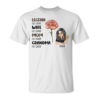 Legend Wife Mom Grandma Birth Month Flower Custom T-Shirt - Thegiftio UK