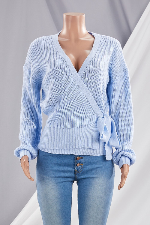 Autumn Fashion Sexy V-Neck Lace-Up Knitting Sweater New Style Top - Vougese