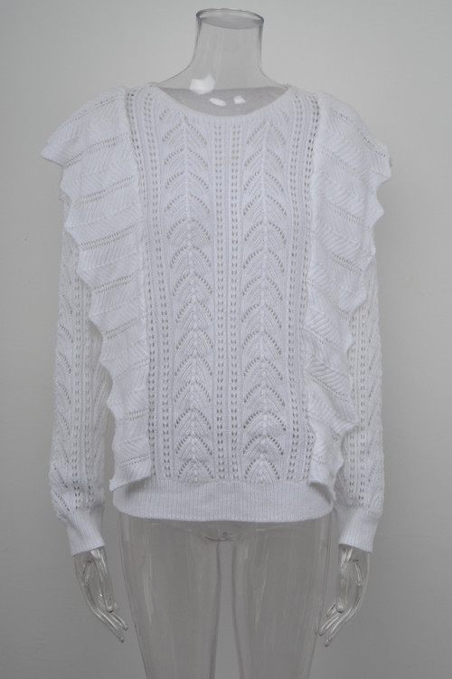 Autumn New Solid Color Knitted Stretch Ruffle Stylish Sweater - Vougese