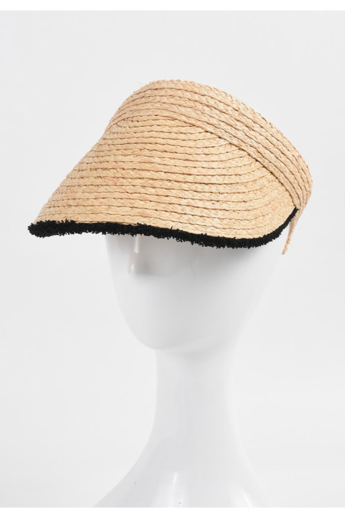 One Pc Summer New 2 Colors Beach Empty Top Sun Protection Raffia Raw Edge Foldable Vacation Style Straw Hat 56-58Cm - Vougese