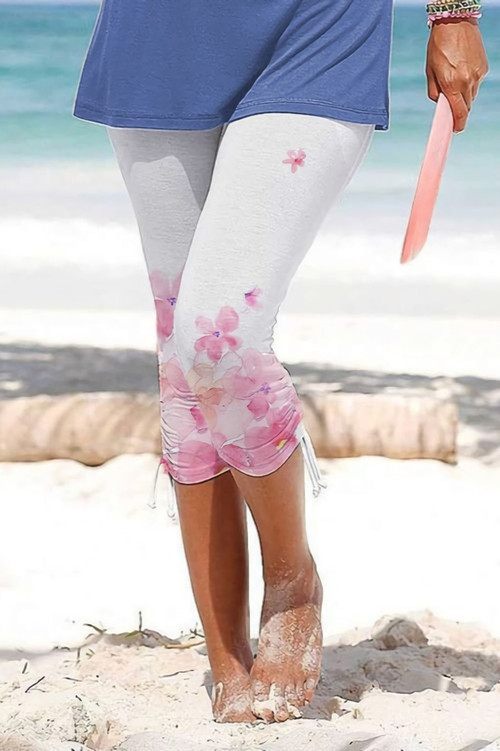 S-2Xl Floral Fixed Printing Stretch Drawstring Design Stylish Pretty Shorts - Vougese