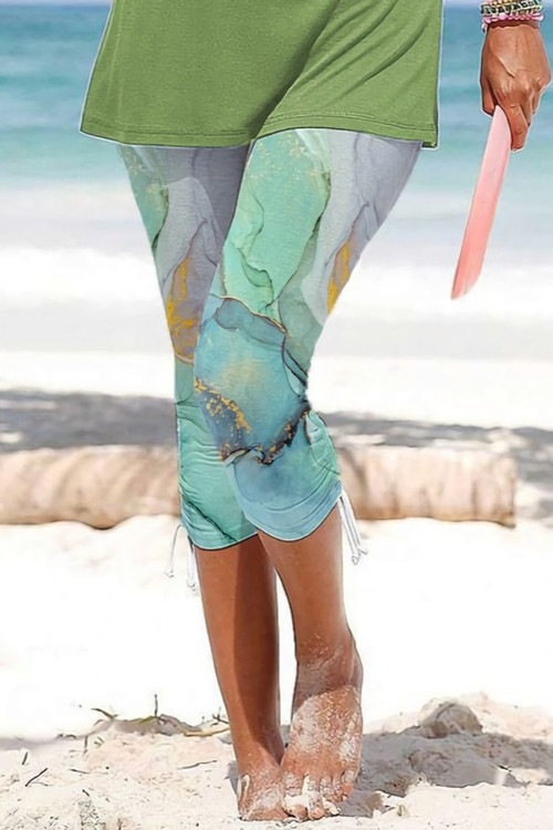 S-2Xl Plus Size New Abstract Batch Printing Stretch Drawstring Design Slim Stylish Casual Shorts - Vougese