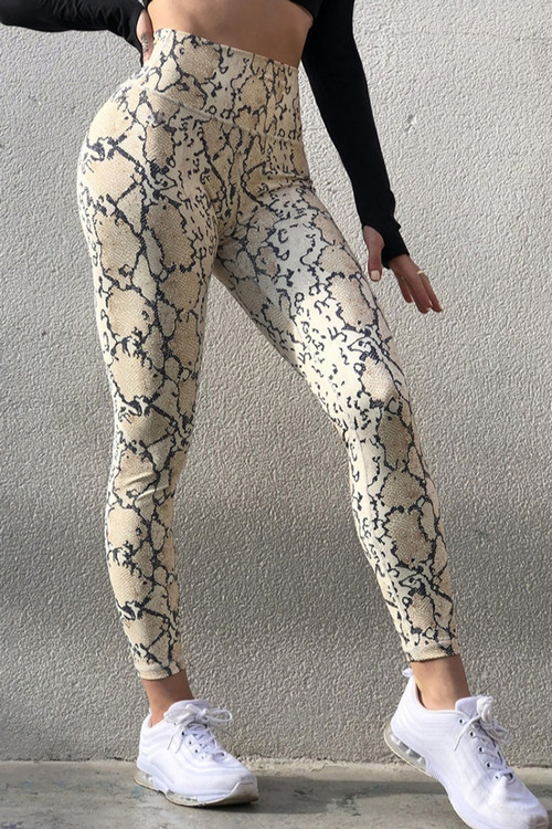 S-2Xl Spring & Summer New Plus Size Snake Printing Stretch High Waist Stylish Sexy Leggings - Vougese