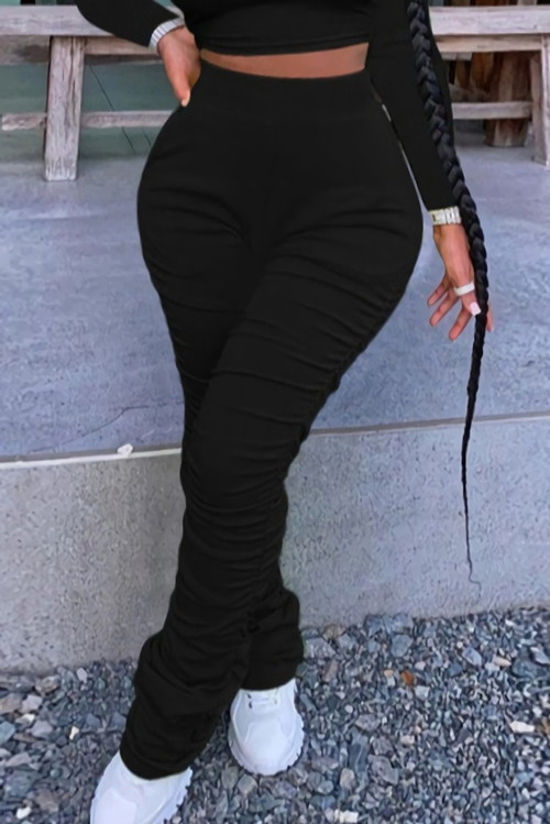 S-3Xl Plus Size Spring New 9 Colors Stretch Solid Color Shirring Pocket Slim Fashion Leggings - Vougese