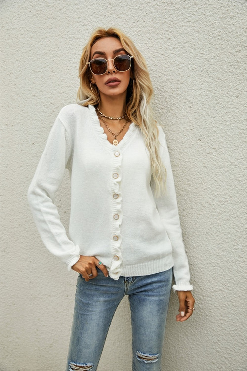 Solid Color Autumn 3 Colors Single Breasted New Stylish Knitting Stretch Sweater - Vougese