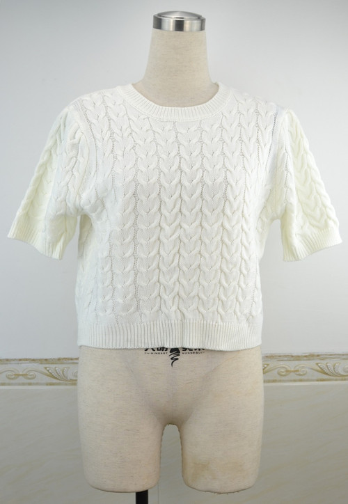 Solid Color Stretch Knitted Back Knotbow Hollow Stylish Tops - Vougese
