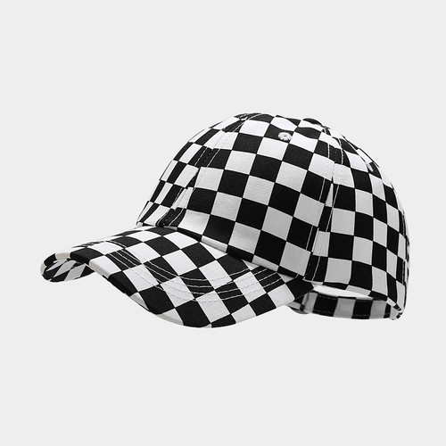 Spring Summer New 2 Colors Checkerboard Printing Fashion Retro Outdoor Adjustable Casual Shade Baseball Cap 56-59Cm - Vougese
