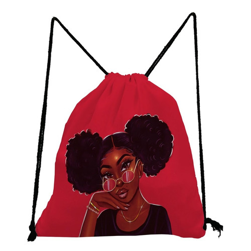 Stylish New Four Colors Cartoon Girl Printing High-Capacity Drawstring Canvas Backpack 33Cm(L)* 2Cm(W)* 38Cm(H) - Vougese