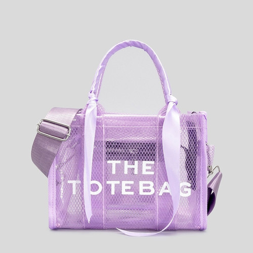 Stylish New Four Colors Letter Printing High-Capacity See-Through Pvc Zip-Up Adjustable Shoulder Tote Bag 23Cm(L)* 11Cm(W)* 17Cm(H) - Vougese