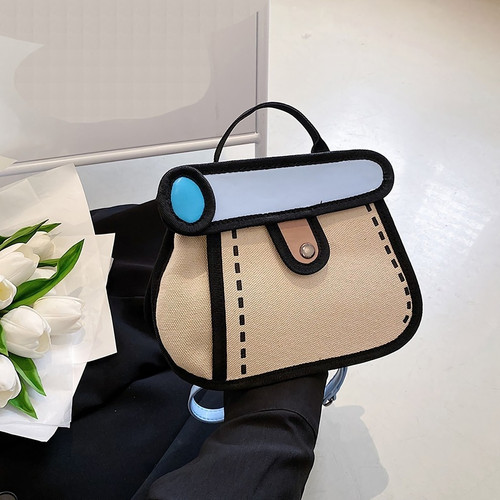 Stylish New Three Colors Cartoon Printing Magnetic Button Canvas Crossbody Handbag 23Cm(L)* 6Cm(W)* 18Cm(H) - Vougese