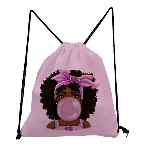 Stylish New Two Colors Cartoon Girl Printing High-Capacity Drawstring Canvas Backpack 33Cm(L)* 2Cm(W)* 38Cm(H) - Vougese