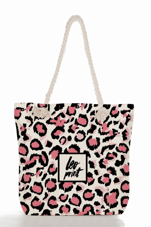 Stylish New Two Colors Leopard Printing High-Capacity Zip-Up Shoulder Canvas Bag 42Cm(L)* 10Cm(W)* 37Cm(H) - Vougese