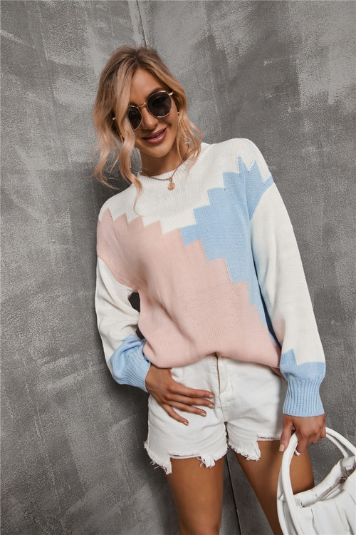 Winter New Contrast Color Knitted Stretch Stylish Casual Sweater 1# - Vougese