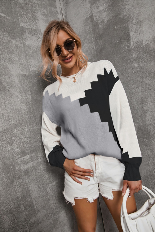 Winter New Contrast Color Knitted Stretch Stylish Casual Sweater 2# - Vougese