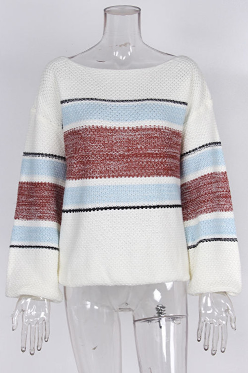 Winter New Two Colors Knitted Stretch Boat-Neck Stylish Casual Sweater - Vougese