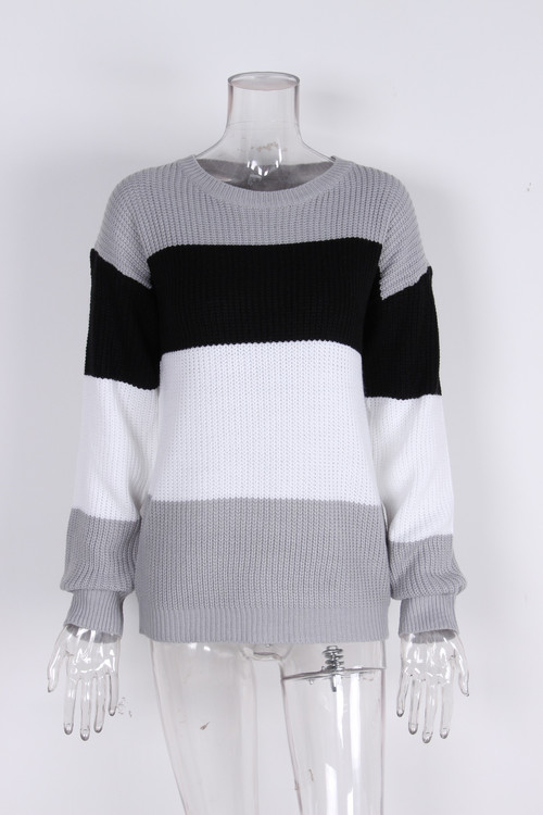 Winter New Two Colors Knitted Stretch Stylish Striped Sweater - Vougese