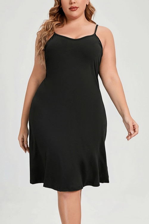 L-5Xl Summer New Plus Size 4 Colors Solid Color Stretch Backless Adjustable Straps Stylish Midi Dress - Vougese