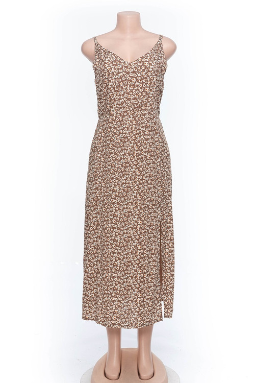 New Stylish Summer Floral Batch Printing V-Neck Split Beach Dress - Vougese