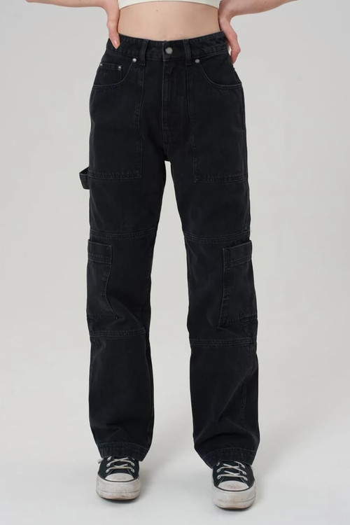 Spring New Two Colors Inelastic High Waist Multi Pockets Design Button Zip-Up Stylish Straight Jeans - Vougese