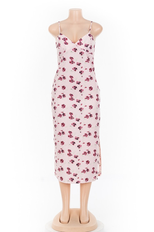 Summer New Digital Printing Stretch Sling High Slit Sexy Mid Dress - Vougese