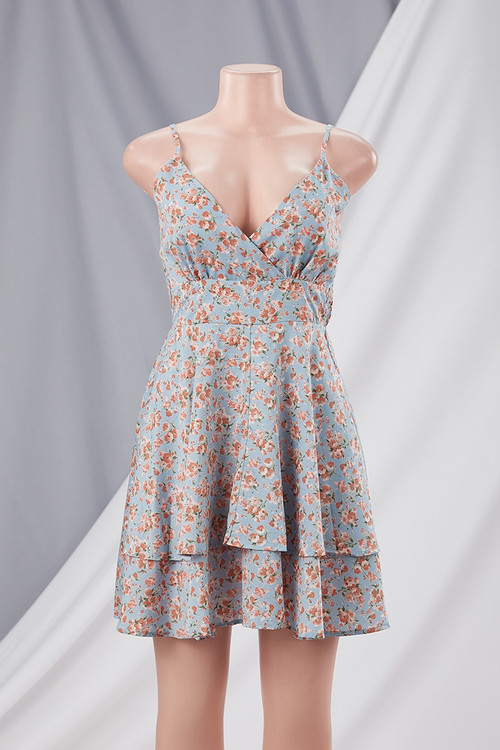 Summer New Stylish Sling Stretch Batch Printing Backless Sexy Mini Dress - Vougese