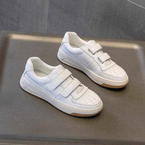 Spring New Two Colors Velcro Design Leather Upper Thick Bottom Stylish Casual High Quality Sneakers - Vougese
