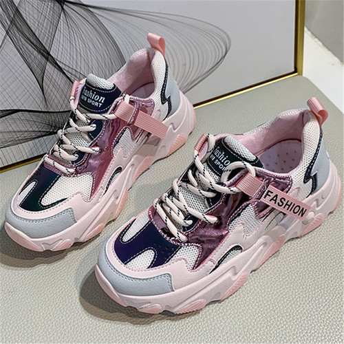 Two Colors Lace-Up Breathable Stylish Sports Daddy Shoes - Vougese